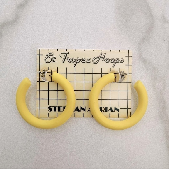 Vintage St. Tropez Hoops-Stephan Adrian Pastel Yellow Hoops- Deadstock - 1980’s - Picture 1 of 2
